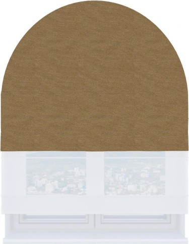 Римская штора «Кортин» день-ночь для арочного проёма, ткань лён димаут коричневый