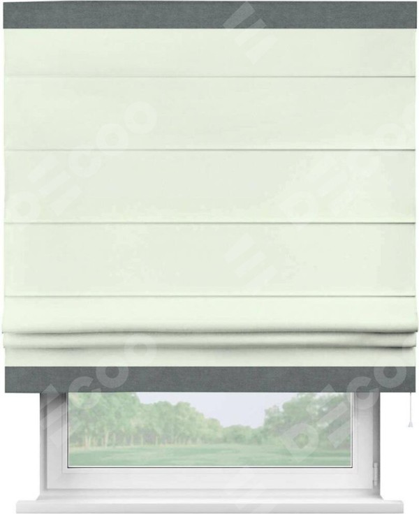 Римская штора «Кортин» с кантом Горизонт, для проема, ткань вельвет кремовый