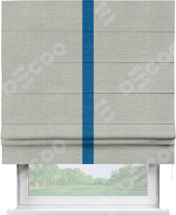 Римская штора «Кортин» с кантом Хайвэй, для проема, ткань лён серый