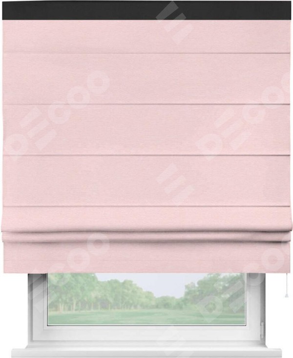 Римская штора «Кортин» с кантом Кинг, для проема, ткань блэкаут однотонный розовый