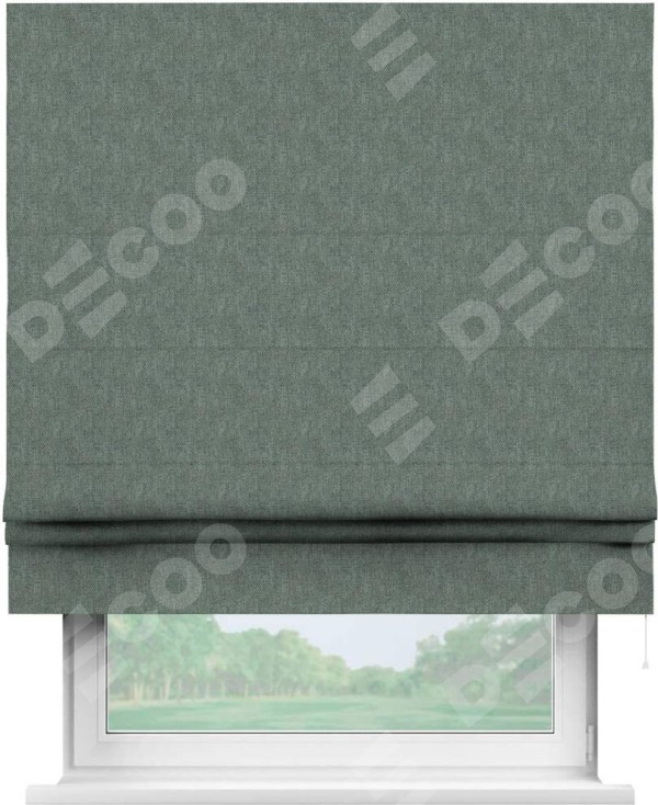 Римская штора «Кортин» для проема, ткань лён димаут, серый