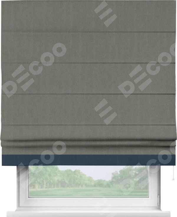 Римская штора «Кортин» с кантом Джестер, для проема, ткань блэкаут однотонный тёмно-серый