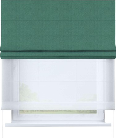 Римская штора «Кортин» день-ночь, ткань блэкаут с блеском изумрудный