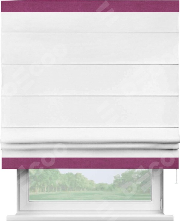 Римская штора «Кортин» с кантом Горизонт, для проема, ткань вельвет дымчато-белый