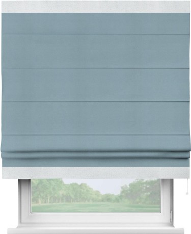Римская штора «Кортин» с кантом Горизонт, для проема, ткань блэкаут однотонный серо-голубой