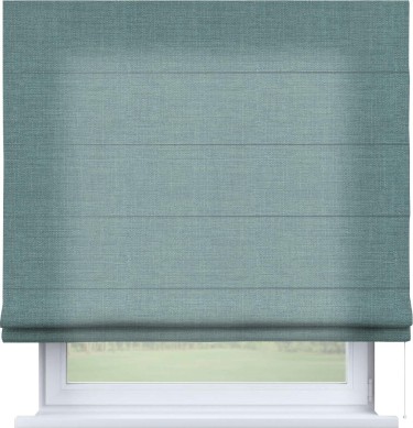 Римская штора «Кортин» для проема, ткань лён, в голубом цвете