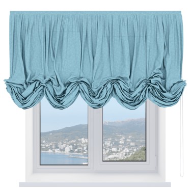 Австрийская штора «Кортин», ткань лён кашемир голубой