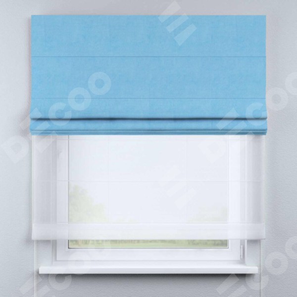 Римская штора «Кортин» день-ночь, ткань вельвет голубой