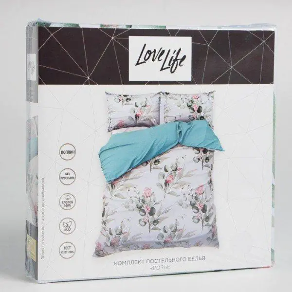 КПБ 2 сп LoveLife "Розы": пододеяльник 180*217см+наволочка 70*70см-2шт, поплин, 125 г/м²