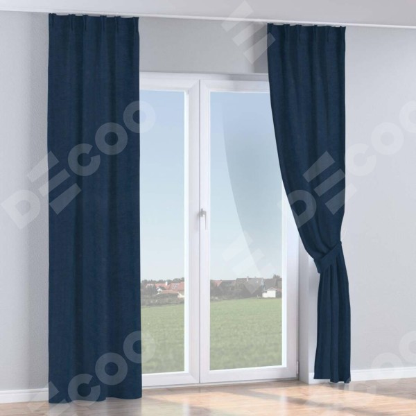 Комплект штор на тесьме «Кустик», софт однотонный тёмно-синий