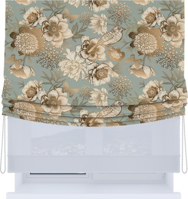 Римская штора «Кортин», день-ночь с мягкими складками, «Садовые цветы»