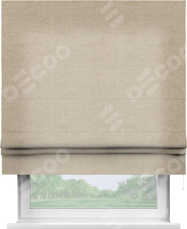 Римская штора «Кортин» для проема, ткань лён кашемир бежевый