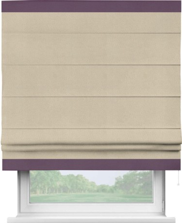 Римская штора «Кортин» с кантом Горизонт, для проема, ткань блэкаут однотонный кофейно-бежевый