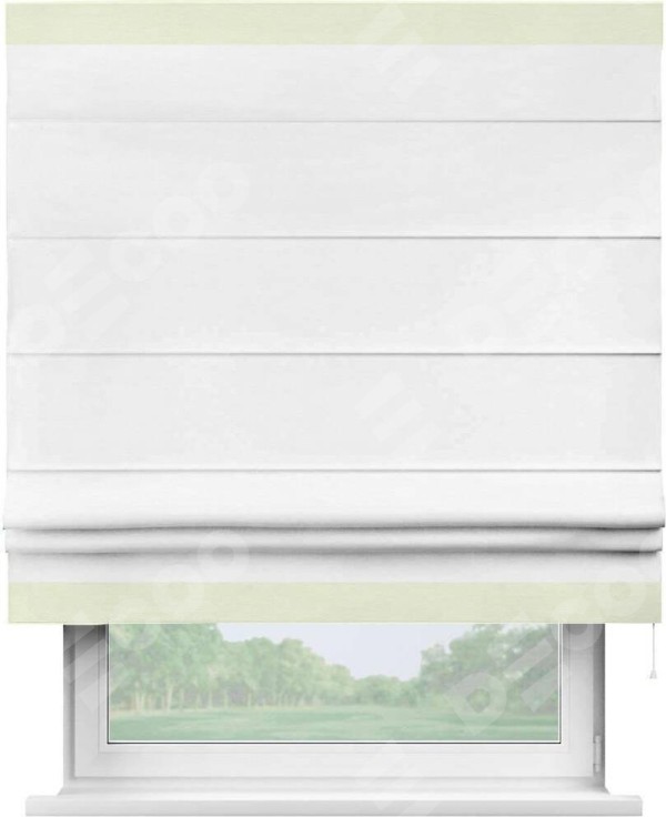 Римская штора «Кортин» с кантом Горизонт, для проема, ткань вельвет дымчато-белый