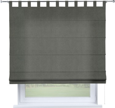 Римская штора на петлях «Кортин», ткань вельвет тёмно-серый