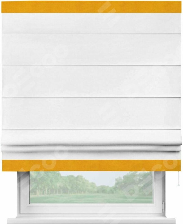 Римская штора «Кортин» с кантом Горизонт, для проема, ткань вельвет дымчато-белый