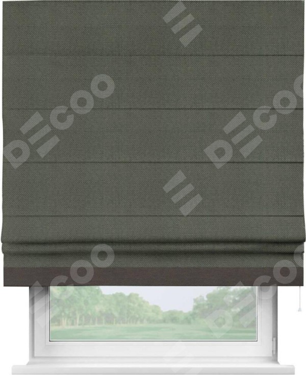 Римская штора «Кортин» с кантом Джестер, для проема, ткань лён димаут, графит