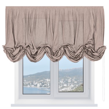 Австрийская штора «Кортин», ткань лён кашемир розовая пудра