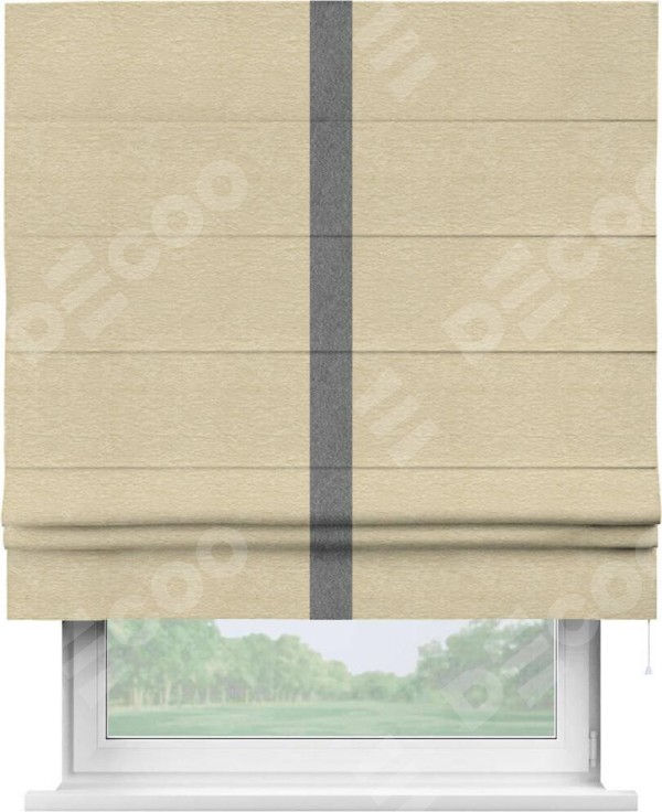 Римская штора «Кортин» с кантом Хайвэй, для проема, ткань софт однотонный светло-бежевый