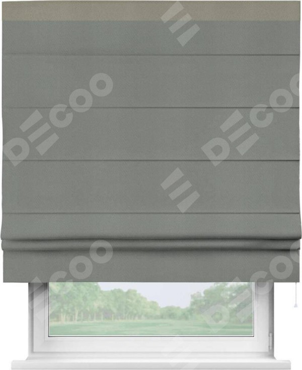 Римская штора «Кортин» с кантом Кинг, для проема, ткань блэкаут однотонный тёмно-серый