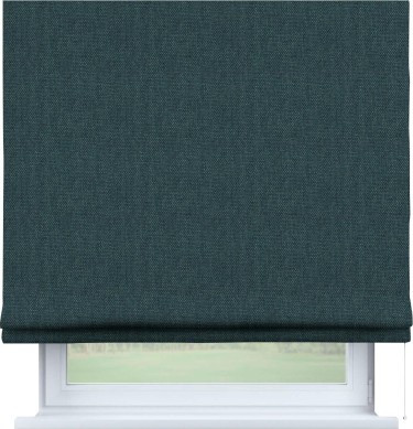 Римская штора «Кортин» для проема, ткань лён димаут, серо-синий