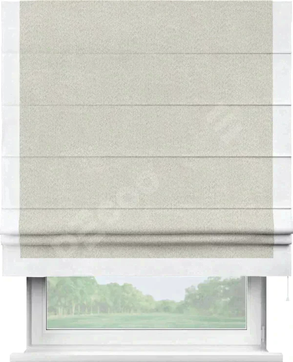 Римская штора «Cortin» для проёма, лён димаут светло-бежевый с кантом Виктория