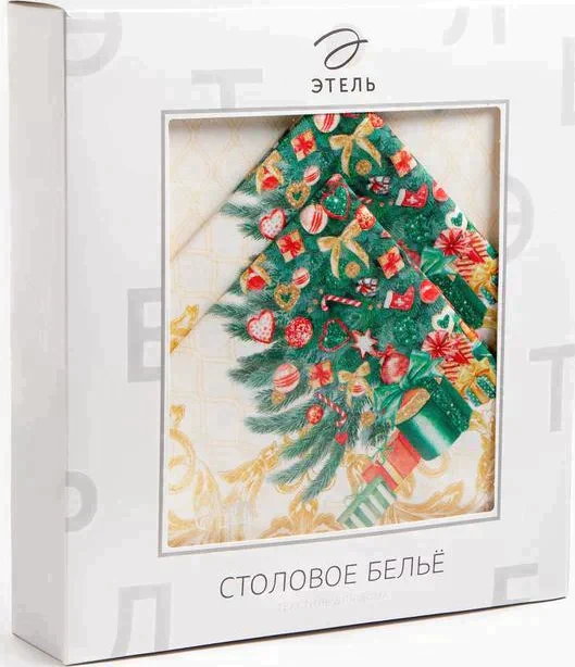Скатерть "Этель" Golden Christmas  d=150 +/- 3см с ГМВО, 100%хл, саржа 190 гр/м2
