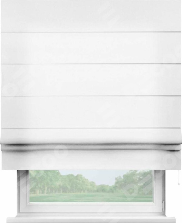 Римская штора «Кортин» для проема, ткань вельвет белый