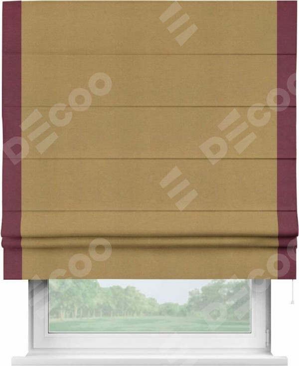 Римская штора «Кортин» с кантом Стрим Дуо, для проема, ткань вельвет горчица