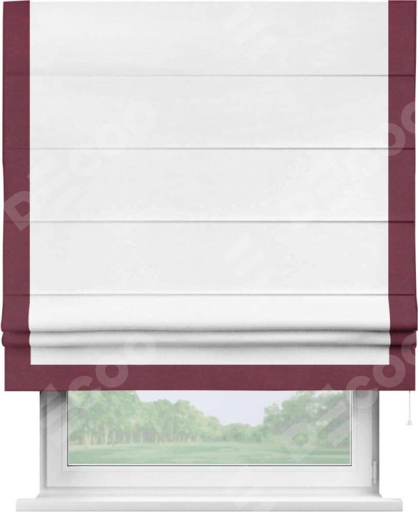 Римская штора «Кортин» с кантом Виктория, для проема, ткань вельвет дымчато-белый