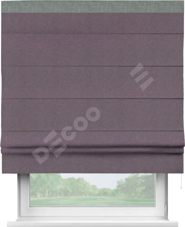 Римская штора «Кортин» с кантом Кинг, для проема, ткань лён димаут, светло-фиолетовый