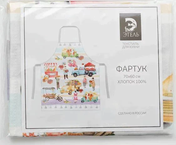 Фартук Этель Food market 70х60 см, 100% хлопок, саржа 190 г/м2