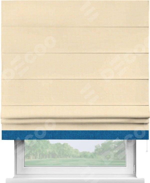 Римская штора «Кортин» с кантом Джестер, для проема, лён, выполнена в  бежевом цвете