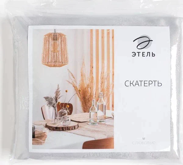 Скатерть Этель "Ветвь" цв.серебро, 142*180 +/-3 см, 115 ±10 гр,100% п/э