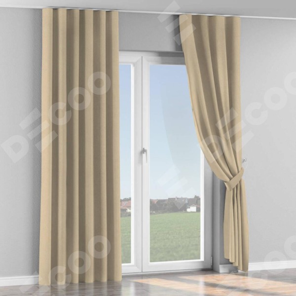 Комплект штор на тесьме «Волна», блэкаут однотонный кофейно-бежевый