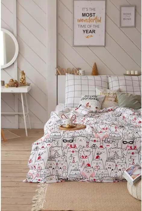 Постельное белье Этель Дуэт Xmas cat 143*215 см - 2 шт, 240*220 см, 70*70 см - 2 шт