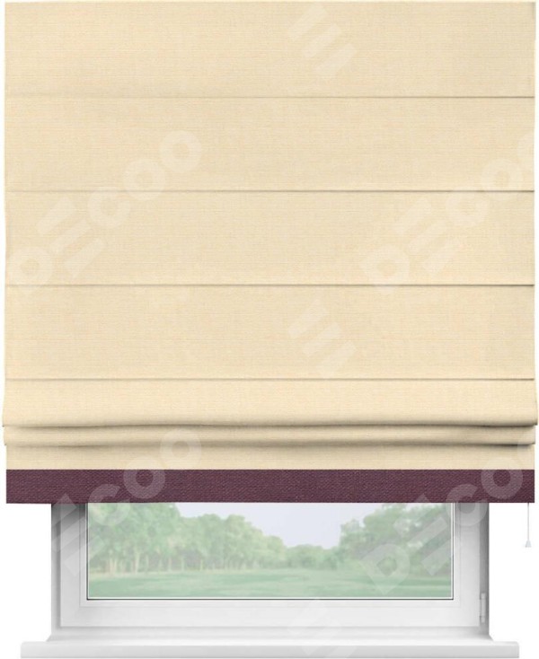 Римская штора «Кортин» с кантом Джестер, для проема, лён, выполнена в  бежевом цвете