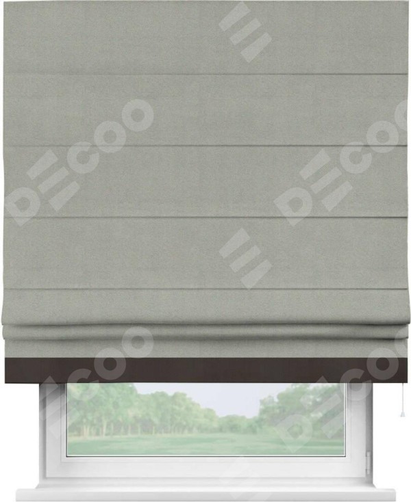 Римская штора «Кортин» с кантом Джестер, для проема, ткань блэкаут однотонный серый