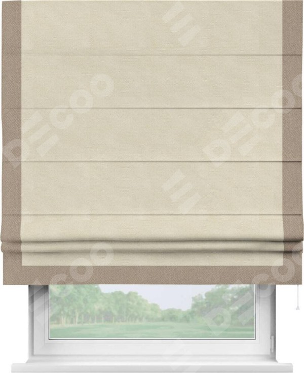 Римская штора «Кортин» с кантом Виктория, для проема, ткань лён димаут, бежевый