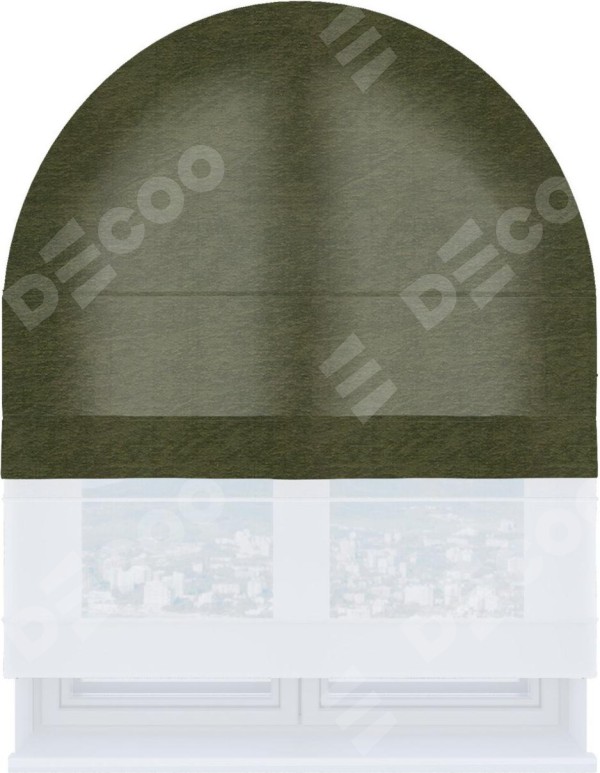 Римская штора «Кортин» день-ночь для арочного проёма, ткань софт однотонный зелёный