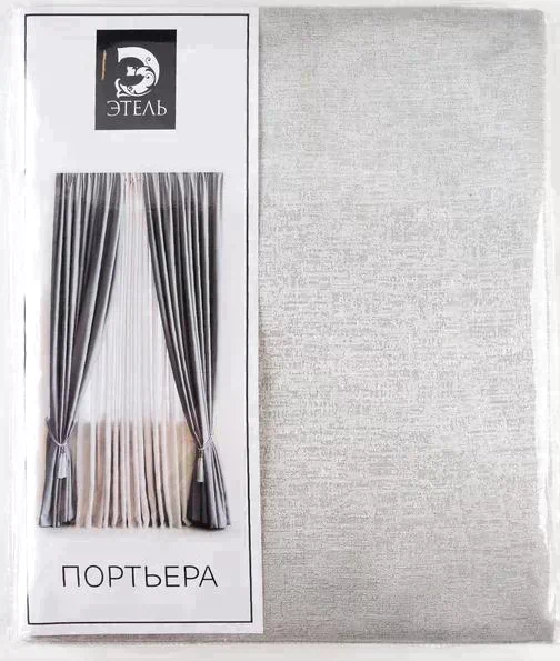 Штора портьерная Этель"Блеск"серебро 290х270 см,100% п/э