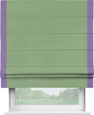 Римская штора «Кортин» с кантом Стрим Дуо, для проема, ткань блэкаут однотонный оливковый