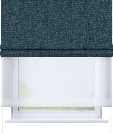 Римская штора «Кортин» день-ночь, ткань лён кашемир синий