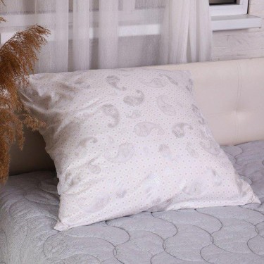 Нижняя наволочка 70х70см на молнии Огурцы серебро №2 (белый) , тик 90г/м, пэ70%,хл30%