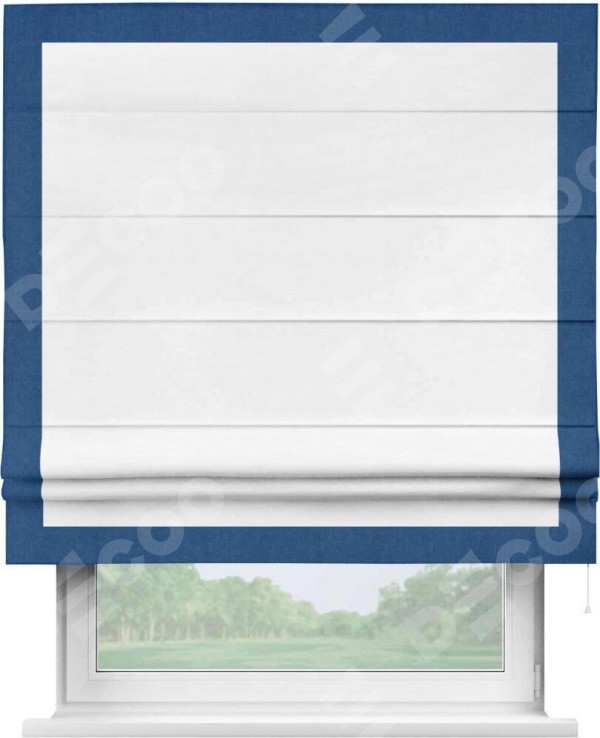 Римская штора «Кортин» с кантом Чесс, для проема, ткань вельвет дымчато-белый