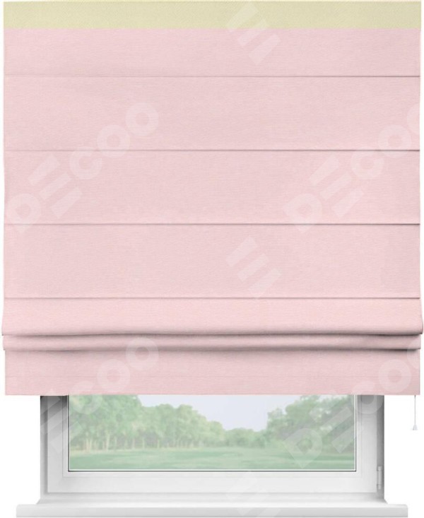 Римская штора «Кортин» с кантом Кинг, для проема, ткань блэкаут однотонный розовый