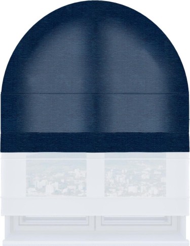 Римская штора «Кортин» день-ночь для арочного проёма, ткань софт однотонный синий