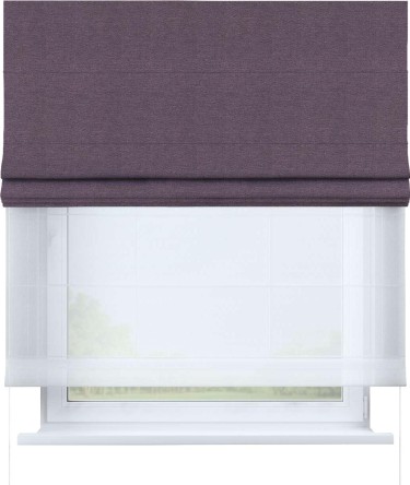 Римская штора «Кортин» день-ночь, ткань лён димаут, светло-фиолетовый